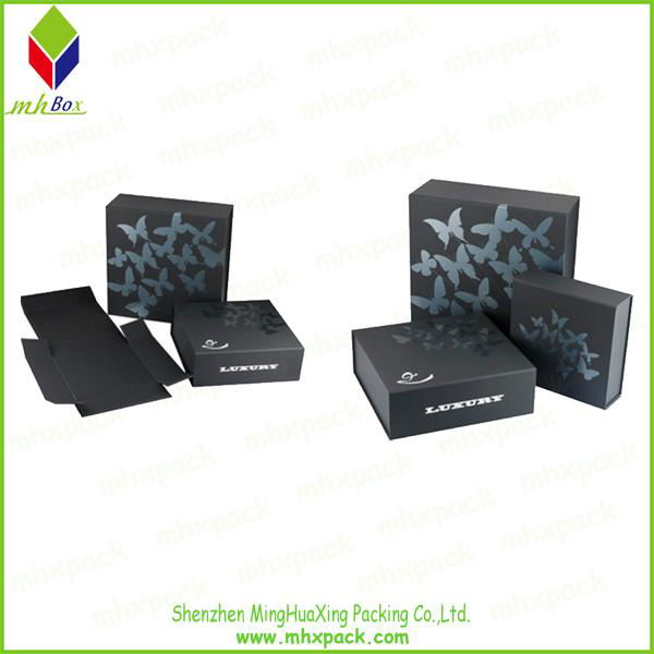Black Wine Packaging Gift Folding Box with Handle 2
