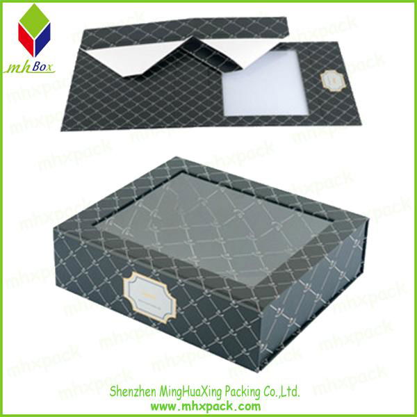 Black Wine Packaging Gift Folding Box with Handle 3