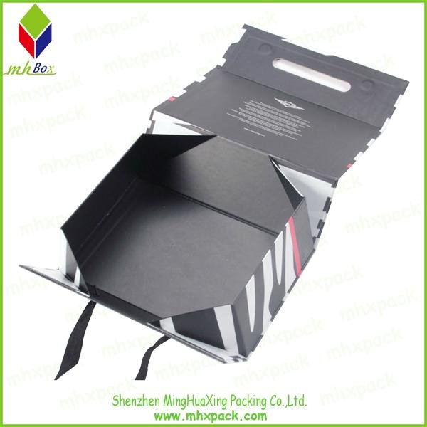 Black Wine Packaging Gift Folding Box with Handle 5