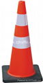 Fluoresent orange PVC road traffic cones with reflective collars 1