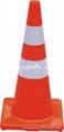Fluoresent orange PVC road traffic cones with reflective collars 2