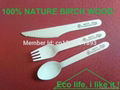 100% birch wood Hot-stamped wooden spoon fork knife