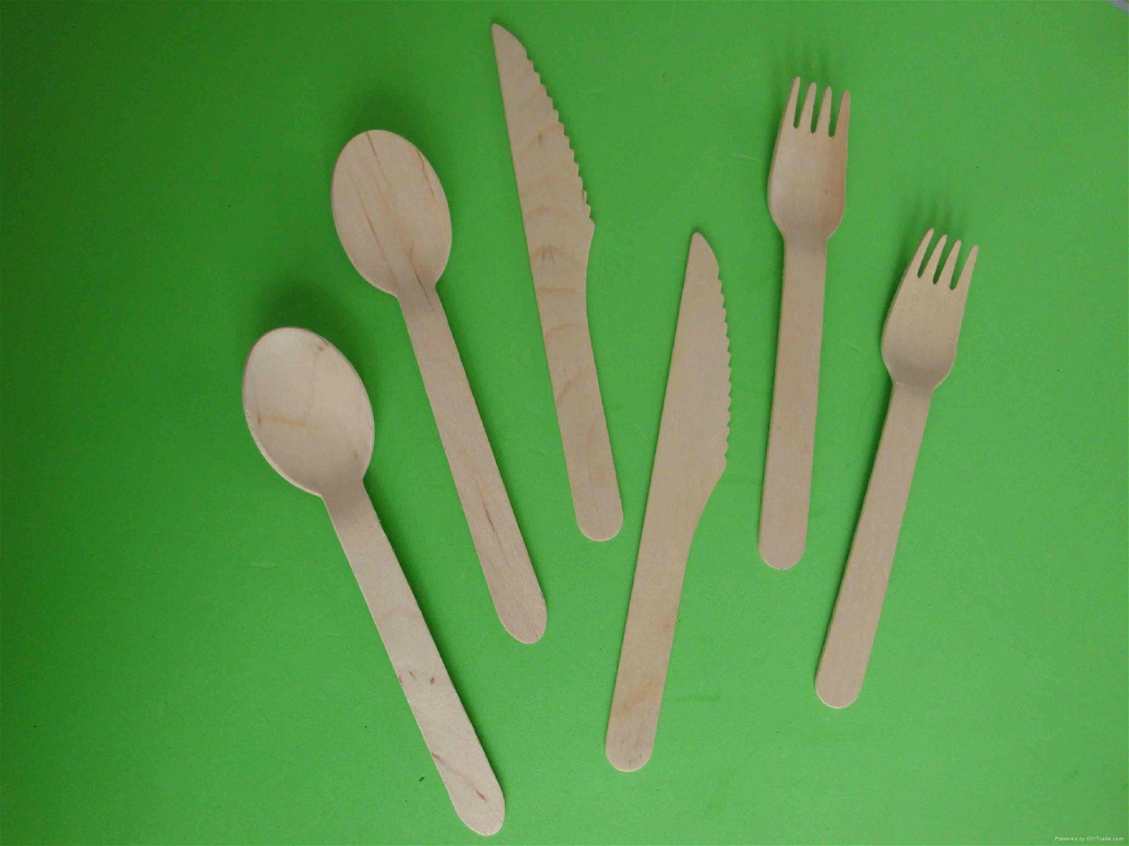 100% birch wood Hot-stamped wooden spoon fork knife 3