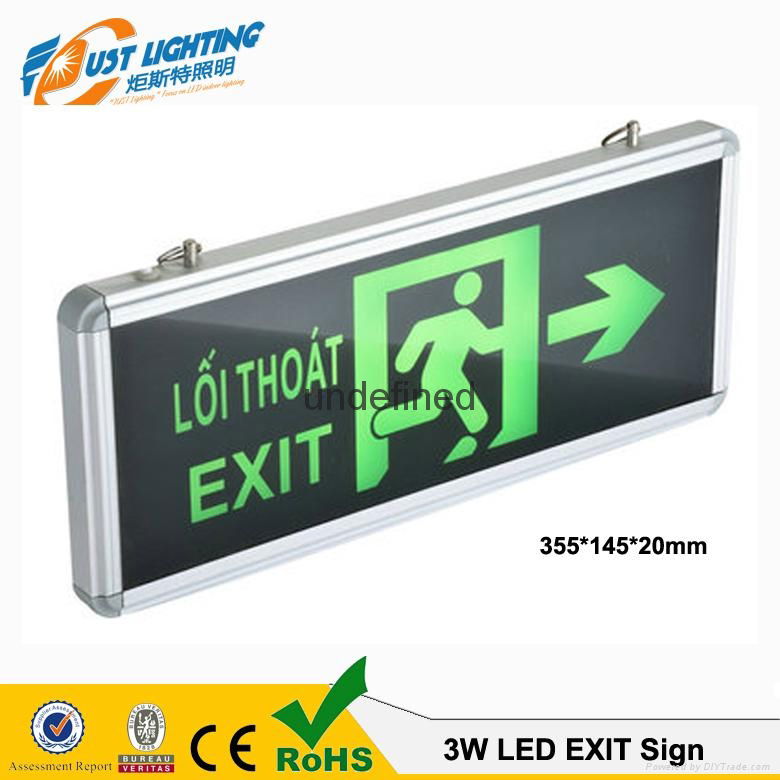 3W emergency light led battery backup led charging exit sign 355x145x24MM