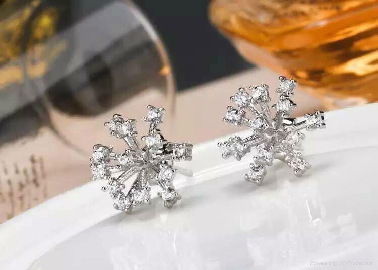 Snowflake earrings S925 silver plated with 18 k gold 2