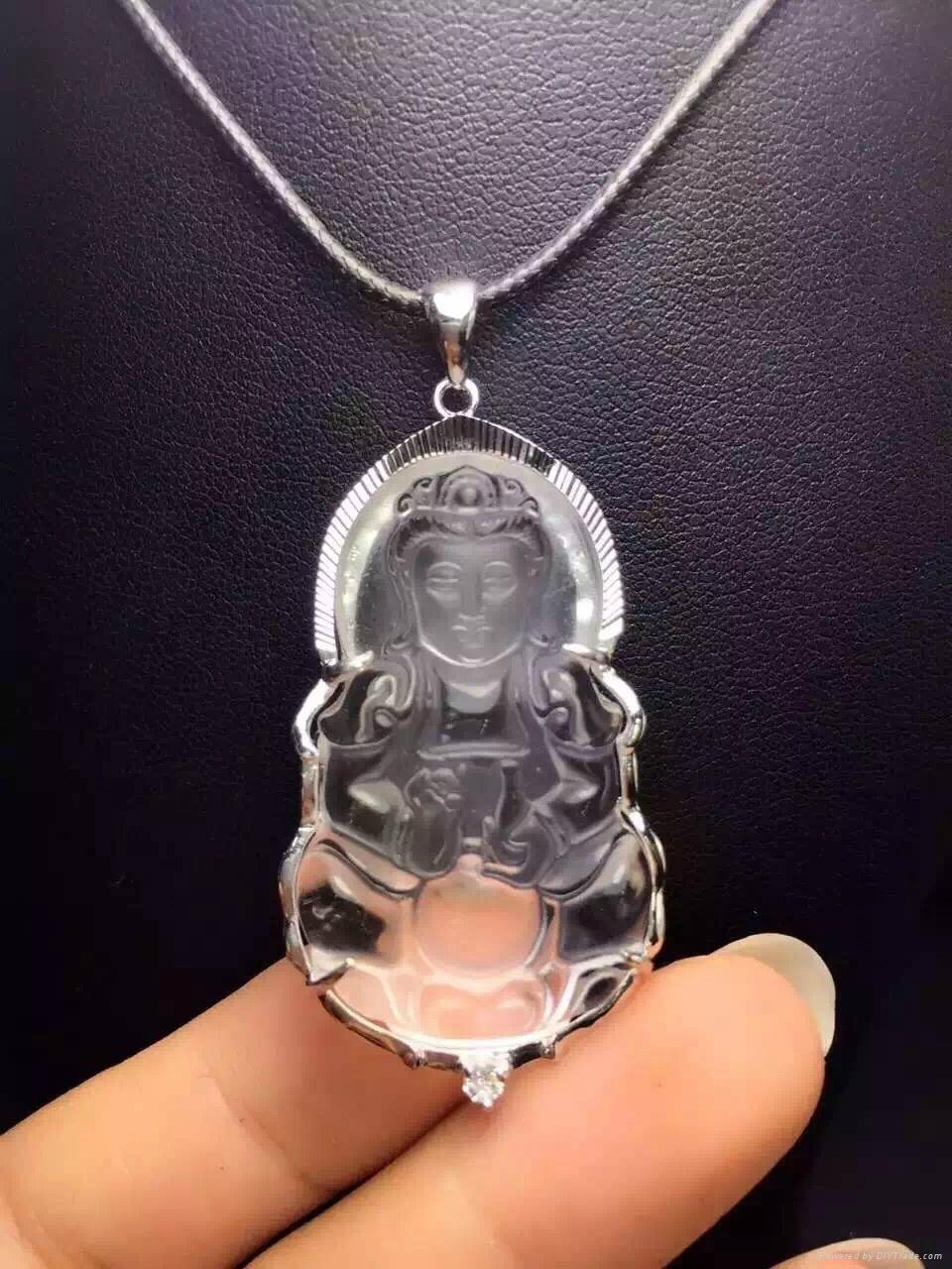 A natural white crystal ruyi guanyin pendant
