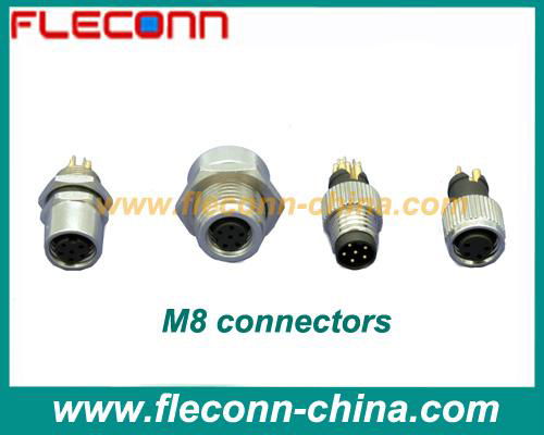M8 Connectors with Front & Back Panel Mount and Overmolded Types