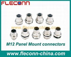 M12 Panel Mount Connector 3 4 5 6 8 Pin
