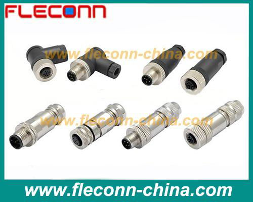 M12 Field Wireable Connector with 3 4 5 8 Pin Screw Terminals