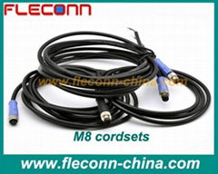 M8 Sensor Cable and Cordset with 3 Pin 4 Pin 5 Pole 6 Pole Connector