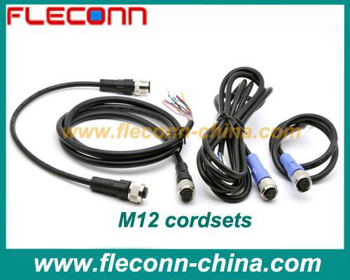 M12 Sensor Cable and Cordset Assemblies with 3 4 5 6 8 12 Pin