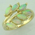 14K GOLD RING WITH NATURAL AUSTRALIAN OPAL & DIAMONDS 1