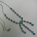 925 STERLING SILVER NECKLACE WITH SYNTHETIC OPALS & AMETHYST 1