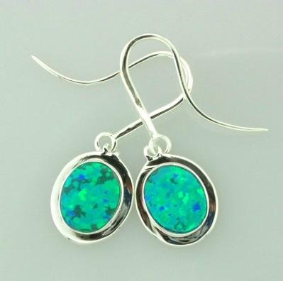 925 STERLING SILVER EARRINGS WITH SYNTHETIC OPALS