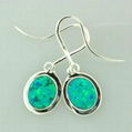 925 STERLING SILVER EARRINGS WITH SYNTHETIC OPALS 1