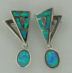 925 STERLING SILVER EARRINGS WITH SYNTHETIC OPALS