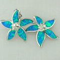 925 STERLING SILVER EARRINGS WITH SYNTHETIC OPALS & DIAMOND CZ