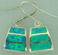 925 STERLING SILVER EARRINGS WITH SYNTHETIC OPALS 1