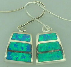 925 STERLING SILVER EARRINGS WITH SYNTHETIC OPALS