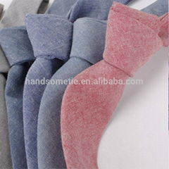 Hot Sale Plain Pure Cotton Mens Casual Chambray Neckties