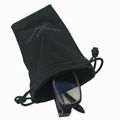 black microfiber drawstring eyeglasses pouch 1