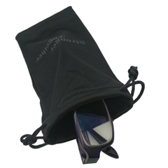 black microfiber drawstring eyeglasses pouch