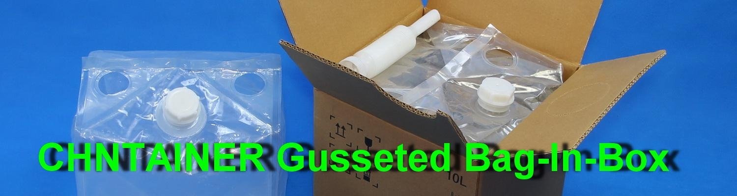 Gusseted Bag-In-Box Liquid Container