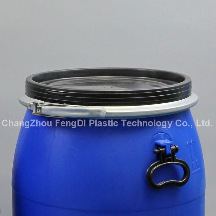 open top plastic drum with lever locking ring clamp