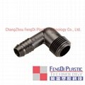 1/2 and 3/4 inch male NPT Spiral Barb Elbow,POM 7
