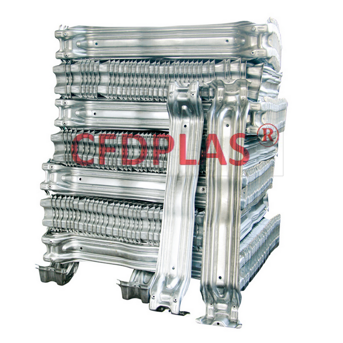 Galvanized steel crossbeam transom for IBC tank’s bottom pallet