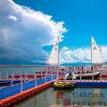 Plastic pontoon systems used on the lake Floating Piers Project In China