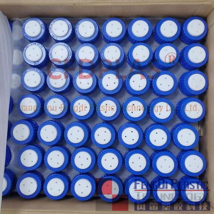 PBT Solvent Safety Bottle Caps GL45 Blue Color