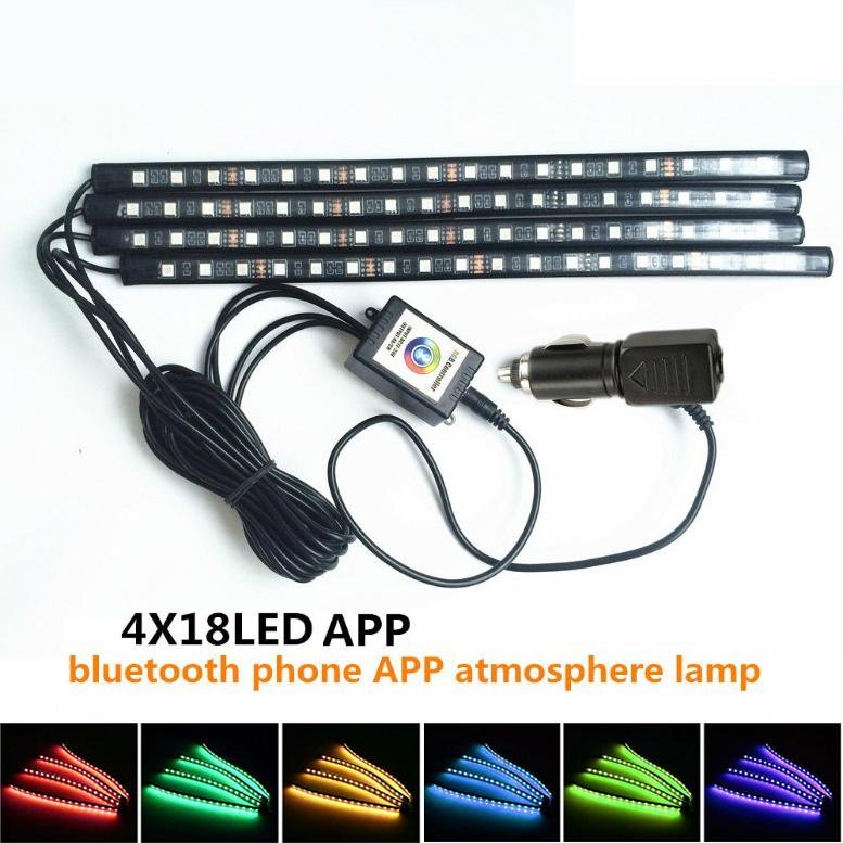 4PCS White Car Interior Charge Foot Floor 18LED Decorative Atmosphere Lamp  2
