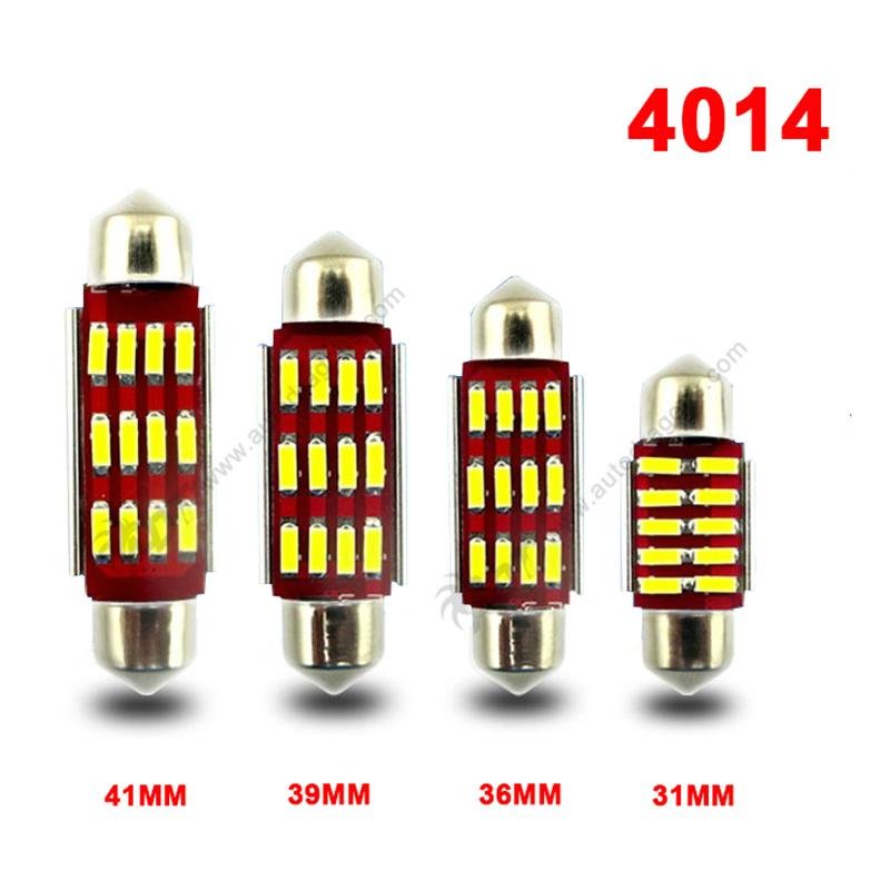 36MM C5W 4014 12-SMD LED Festoon Dome Reading License Plate Light Car Bulbs 2