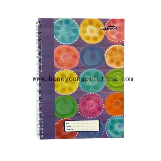 Soft cover double spiral notebook assorted designs 8mm single line with red marg 3