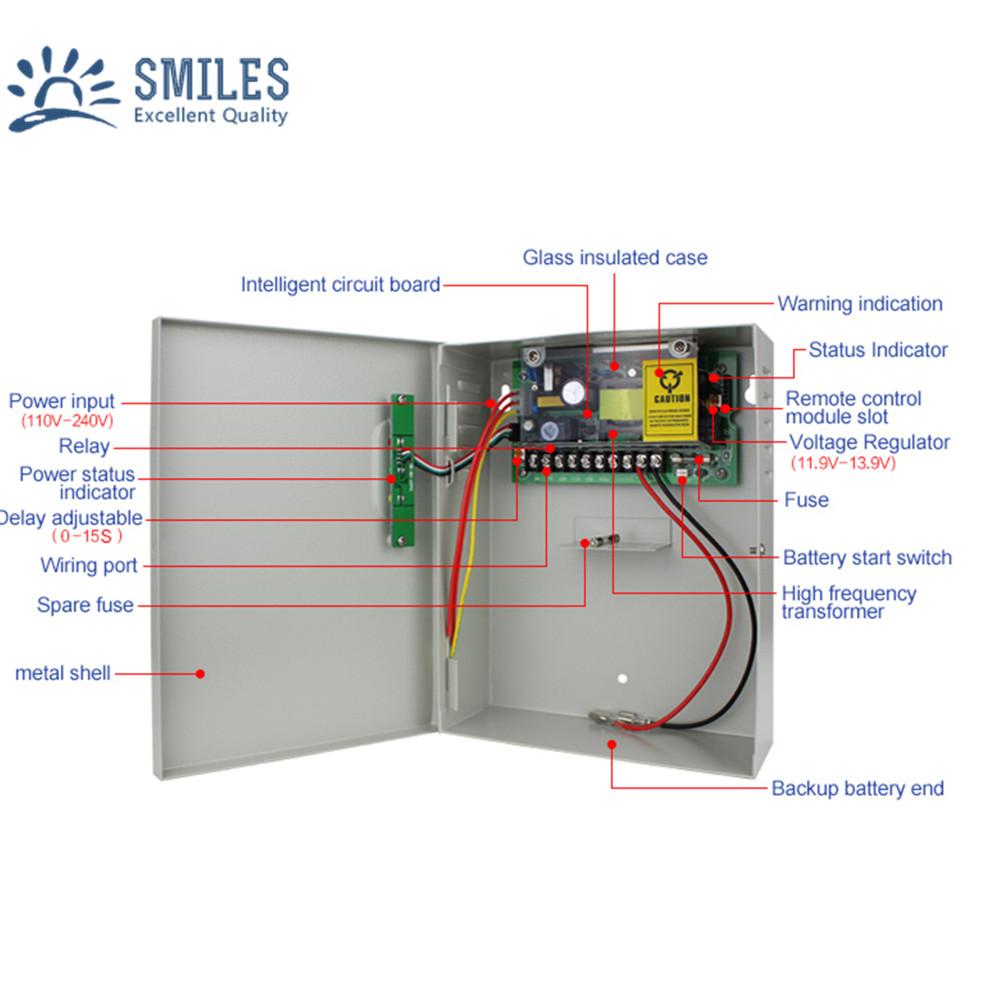 110-240V 5A Access Control Power Supply Box Support Backup Battery 4