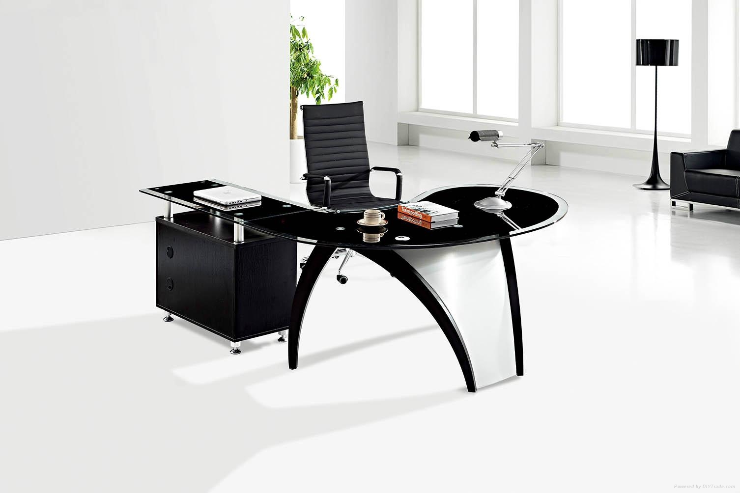 Modern L shaped glass office furniture executive desk design PTD065
