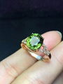 Classical natural green tourmalines 18k gold ring set with diamonds. 1