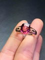 Classical natural pink tourmalines 18k gold ring set with diamonds.