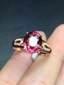Classical natural pink tourmalines 18k gold ring set with diamonds. 2