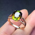 Natural tourmaline 18k gold ring set