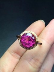 Fashion elegant natural pink tourmalines 18k gold ring set with diamonds.