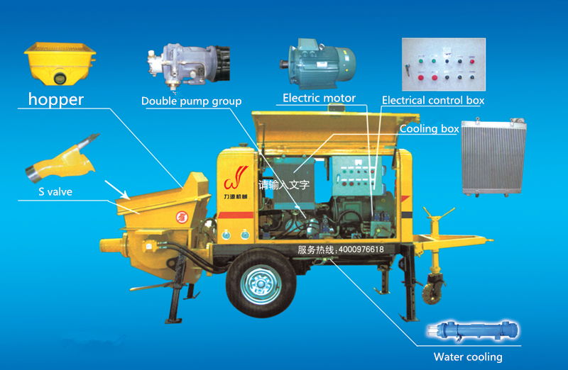 Best price high quality diesel small portable trailer concrete pump 4