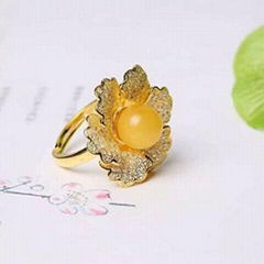 Neffly jewelry natural beeswax yellow chanterelles 9 mm Ring