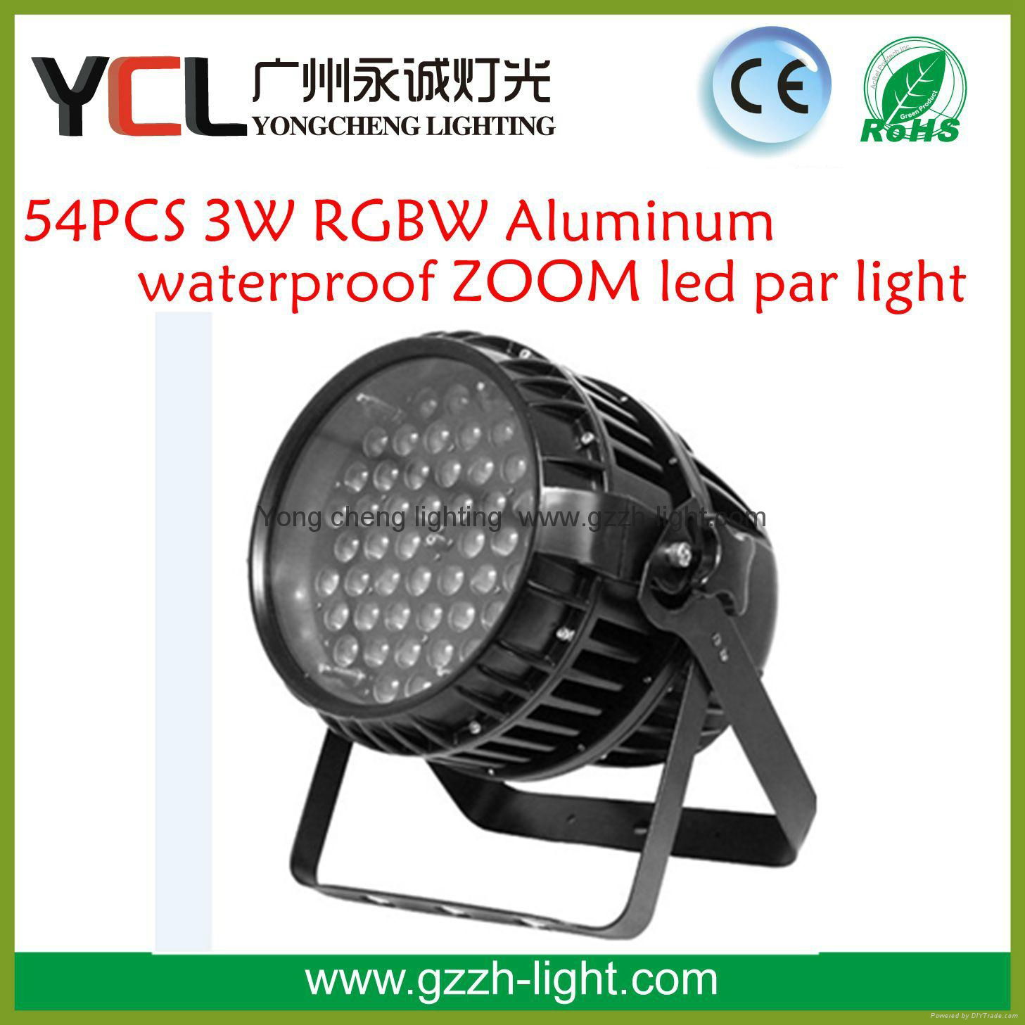 54PCS 3W RGBW Aluminum waterproof ZOOM led par light