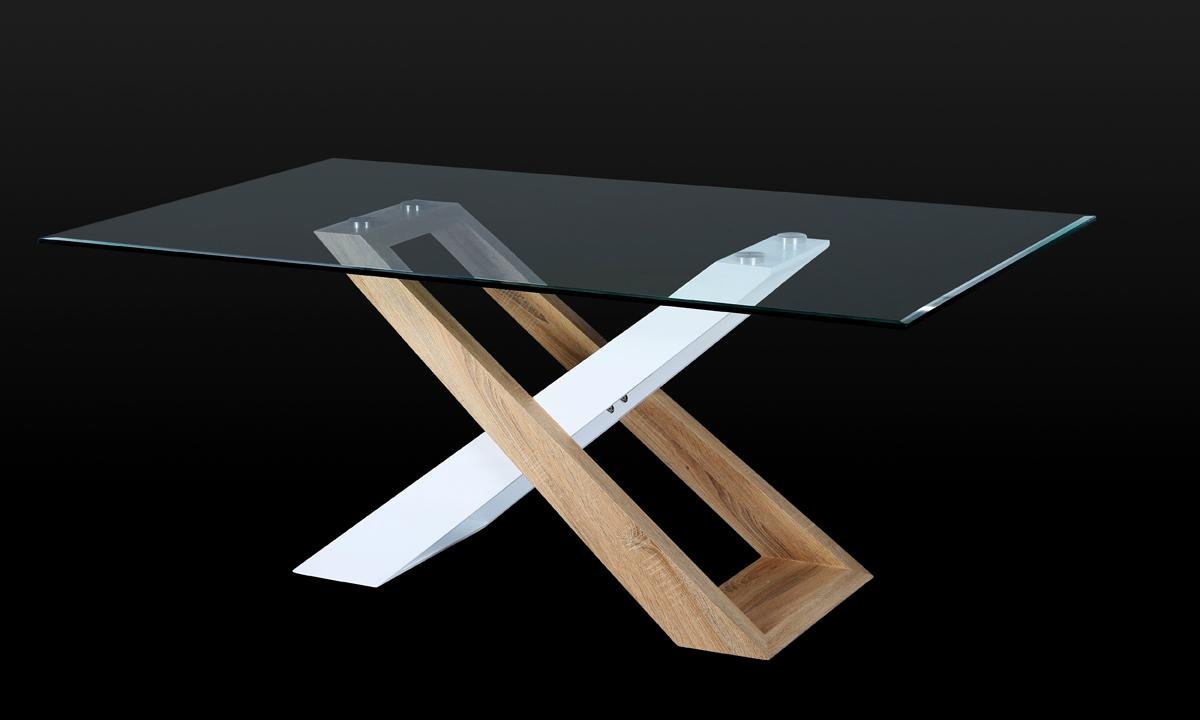 Modern Design Dining Table with 12 Mm Tempered Clear Glass Top