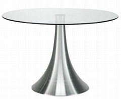 Round Dining Table with Tempered Glass 