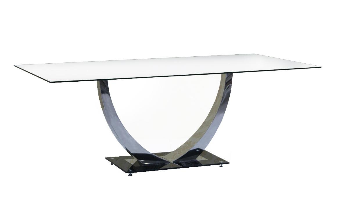 Stainless Steel Dining Table with Tempered Glass 