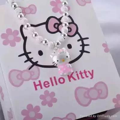 俪妃珠宝新品双十二S990足银纯银手镯女Kitty猫咪手链