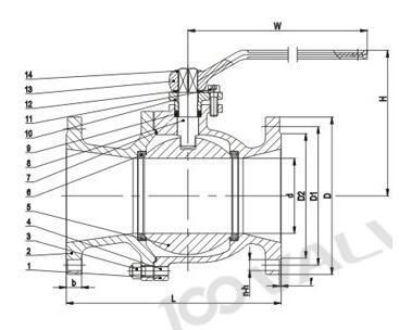 DIN3357 PN10/PN16 REDUCED BORE CAST IRON BALL VALVE